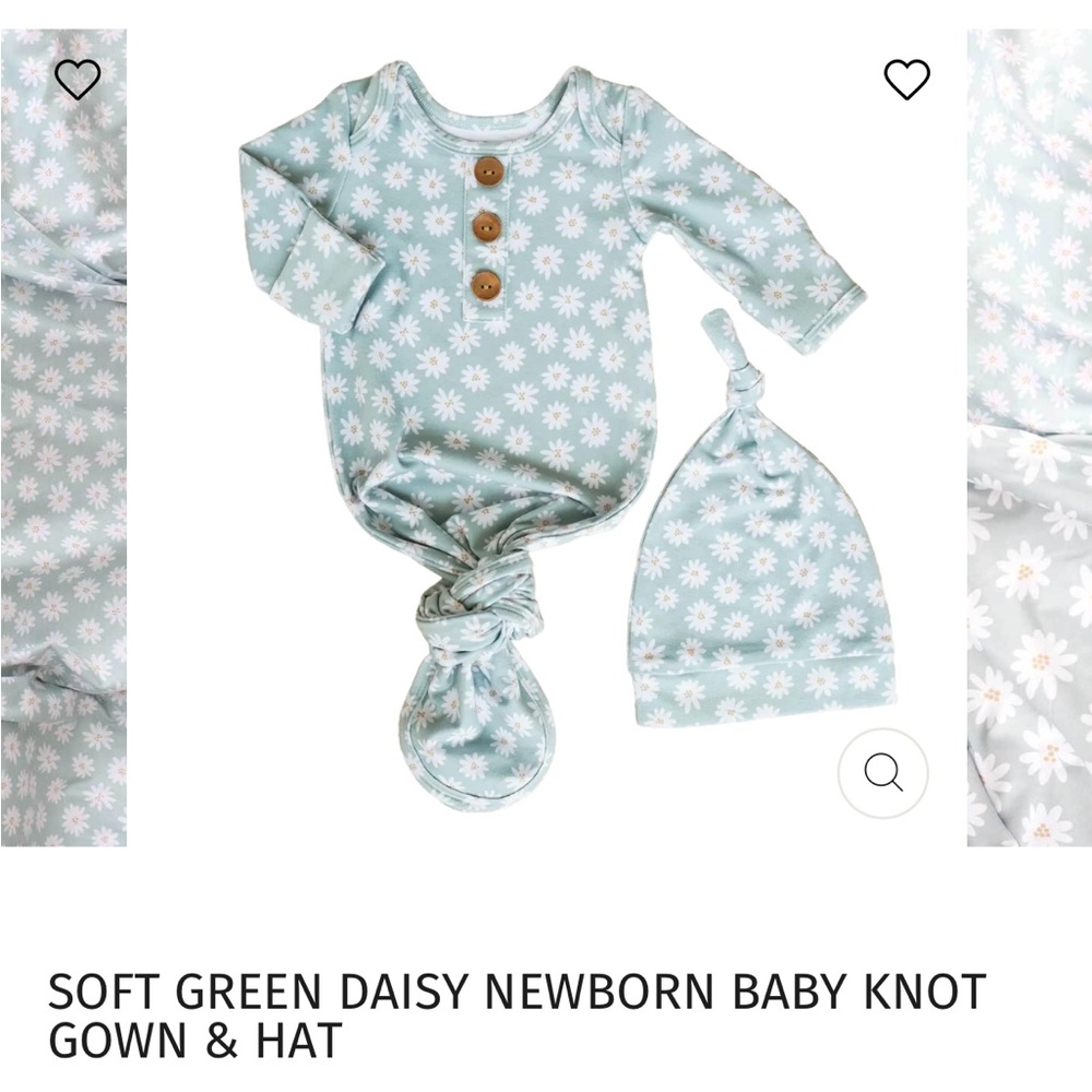 Caden Lane Soft Green Daisy Floral Baby Outfit - Picture 8 of 9